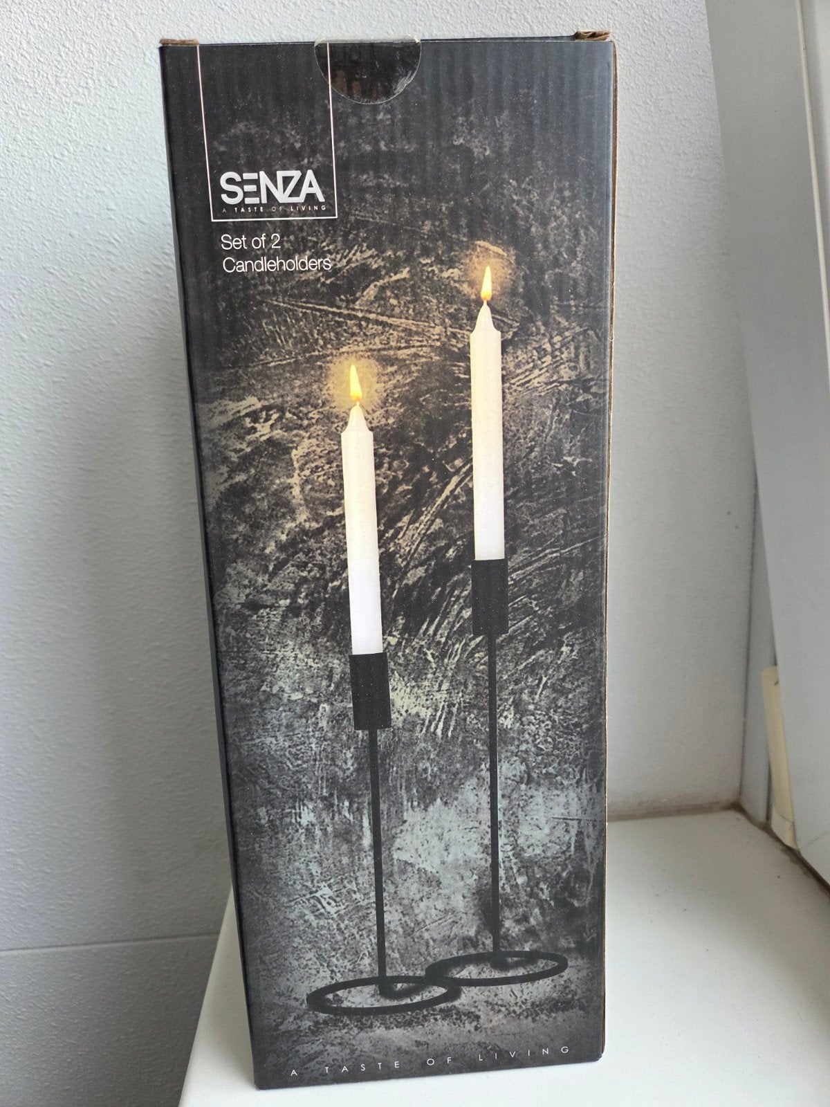 Set van 2 zwarte Senza kandelaars, Huis en Inrichting, Woonaccessoires | Kandelaars en Kaarsen, Nieuw, Ophalen of Verzenden, Metaal