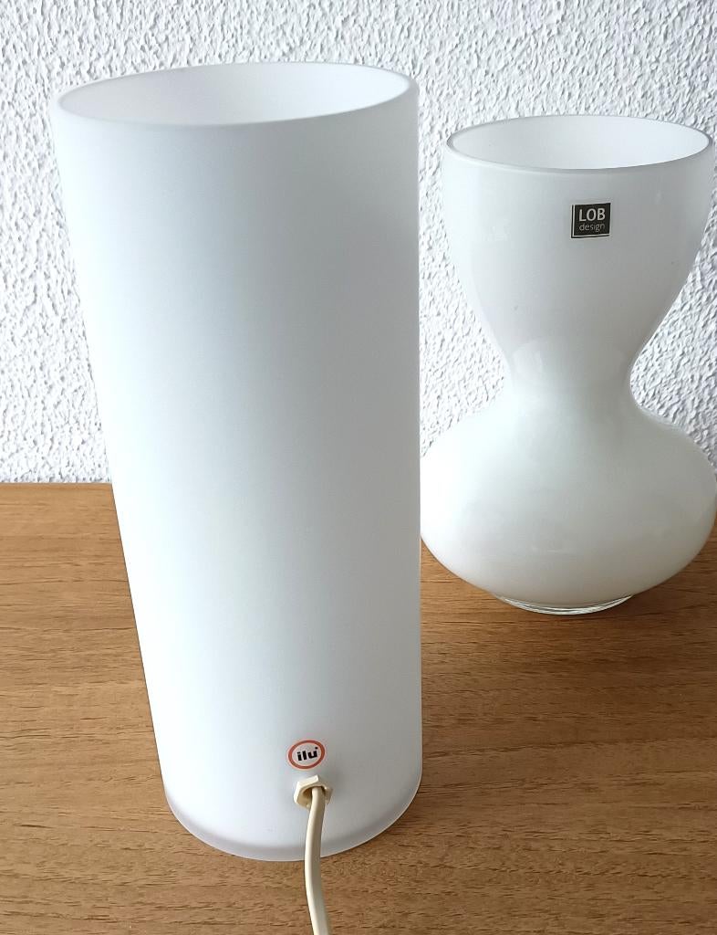 Ilu vintage tafellamp - Hollands  design - 70/80'/er, Gebruikt, Glas, Ophalen of Verzenden, Dutch vintage design - seventies