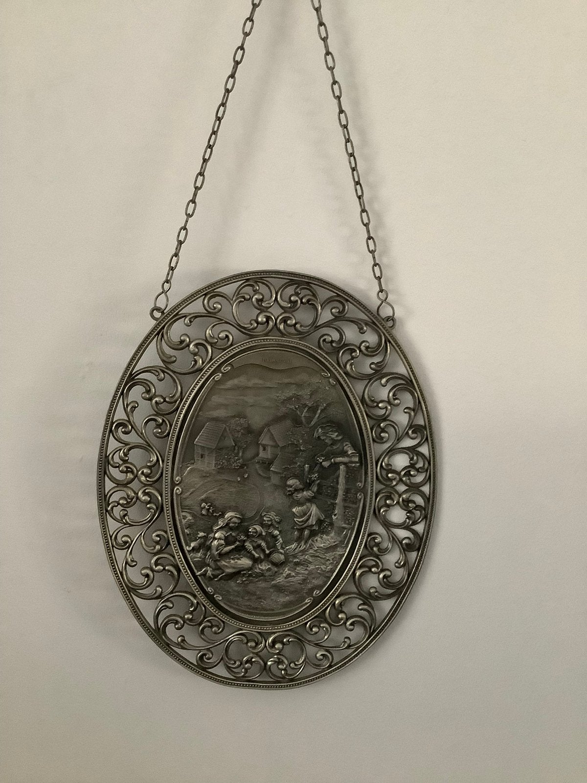 Prachtige SKS Zinn 95% plaquette muurhanger fifties, Antiek en Kunst, Antiek | Tin, Ophalen of Verzenden