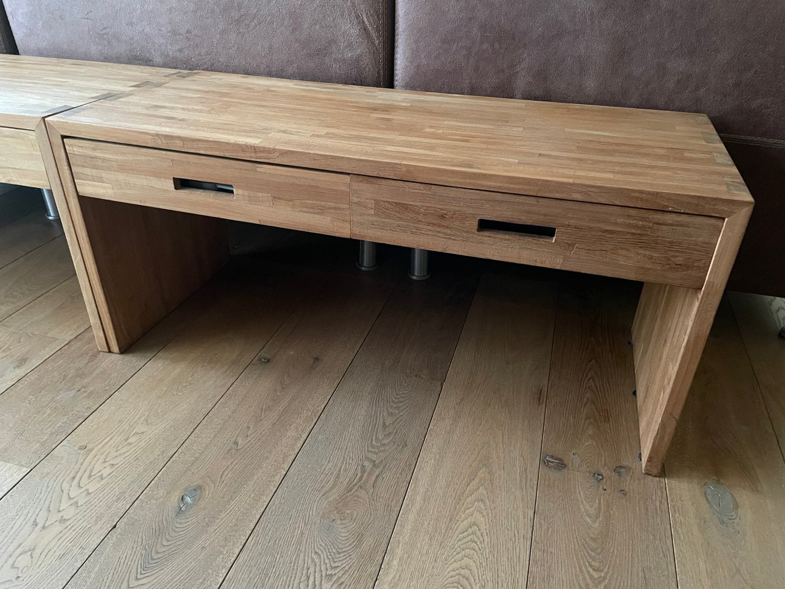 Sidetable/ bijzet tafel massief Teakhout, Ophalen, 100 tot 150 cm, Teakhout, 25 tot 50 cm