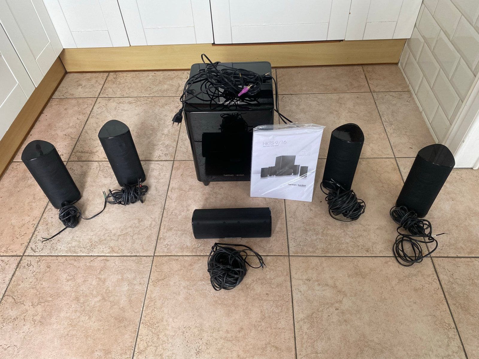 Harman Kardon HKTS 9 BQ 5.1 Home Cinema Speakerset, Gebruikt, 70 watt of meer, 5.1-systeem, Overige spelers