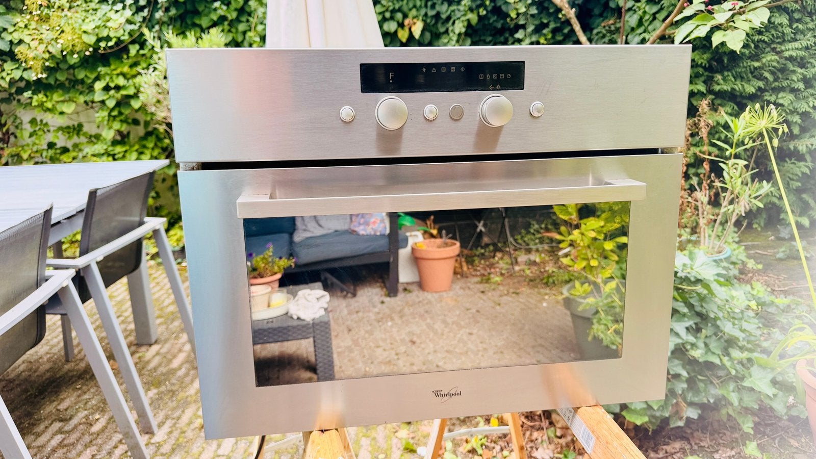 Whirlpool AMW 528/IX RVS inbouw combi-oven / magnetron, Witgoed en Apparatuur, Ovens, Ophalen, 45 tot 50 cm, Whirlpool, Gebruikt