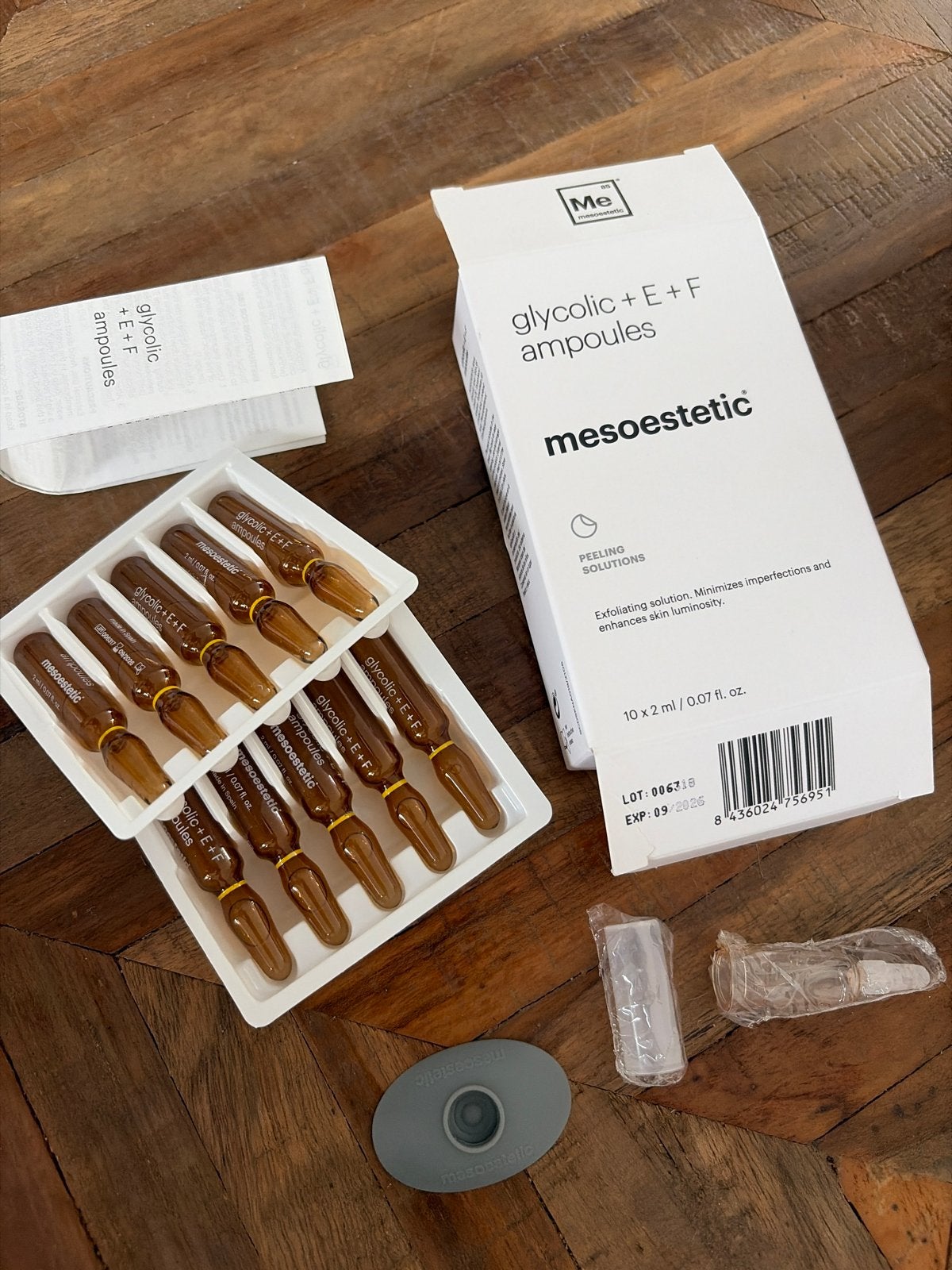Mesoestetic Glycolic + E + F Ampullen - Exfoliërende Oplossi, Ophalen of Verzenden, Nieuw, Gehele gezicht, Reiniging