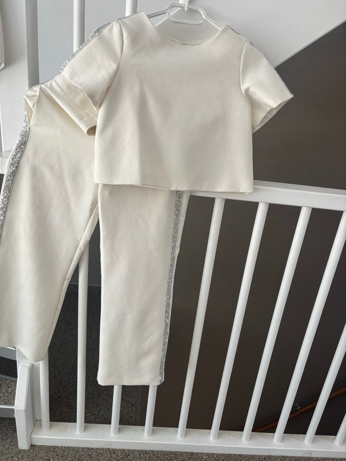 Zara setje: top en broek met pailletten, maat 164, Ophalen of Verzenden, Gebruikt, Meisje, Setje