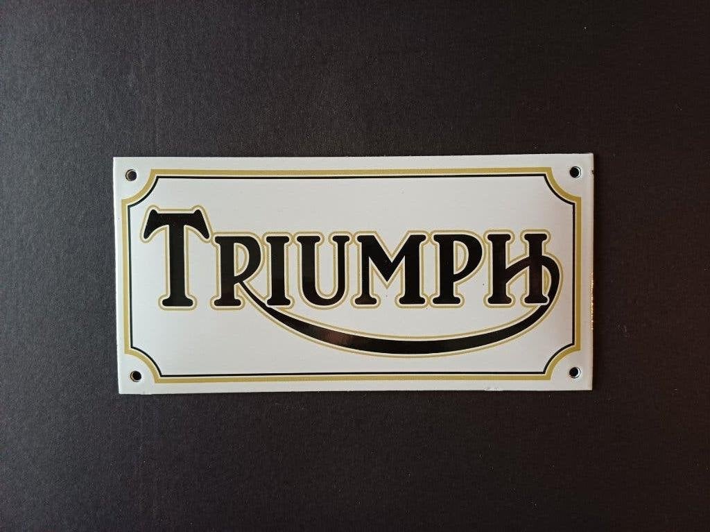 Emaille gebold TRIUMPH reclamebord reclame bord, Verzenden, Zo goed als nieuw, Reclamebord