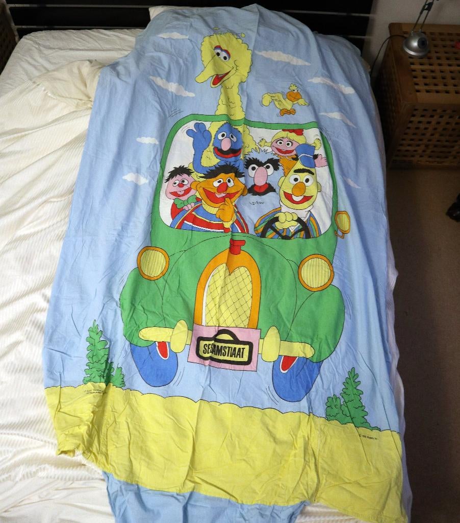Vintage Sesamstraat Dekbedovertrek - Complete Set met Busje, Ophalen