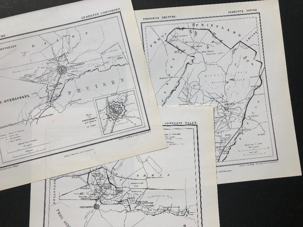 Gemeente kaarten van Drenthe. Anlo t/m Zweelo. 1867, Boeken, Ophalen of Verzenden, 1800 tot 2000, Nederland, Landkaart