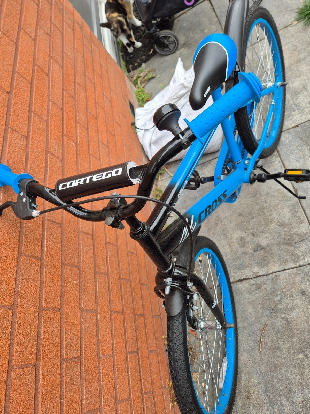 Cross BMX fiets 22 inch - Blauw/Zwart, Ophalen, Gebruikt, Staal, Velgrem