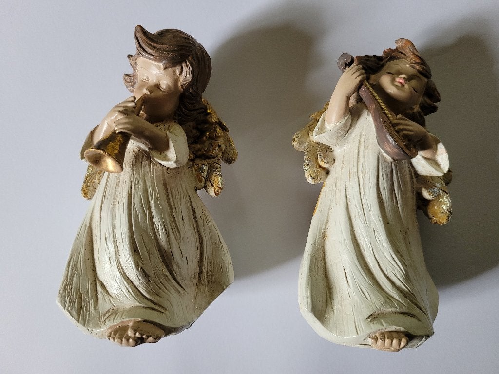 Twee polystone BEELDJES '/ Beelden Engel, Verzenden, Gebruikt, Overige typen