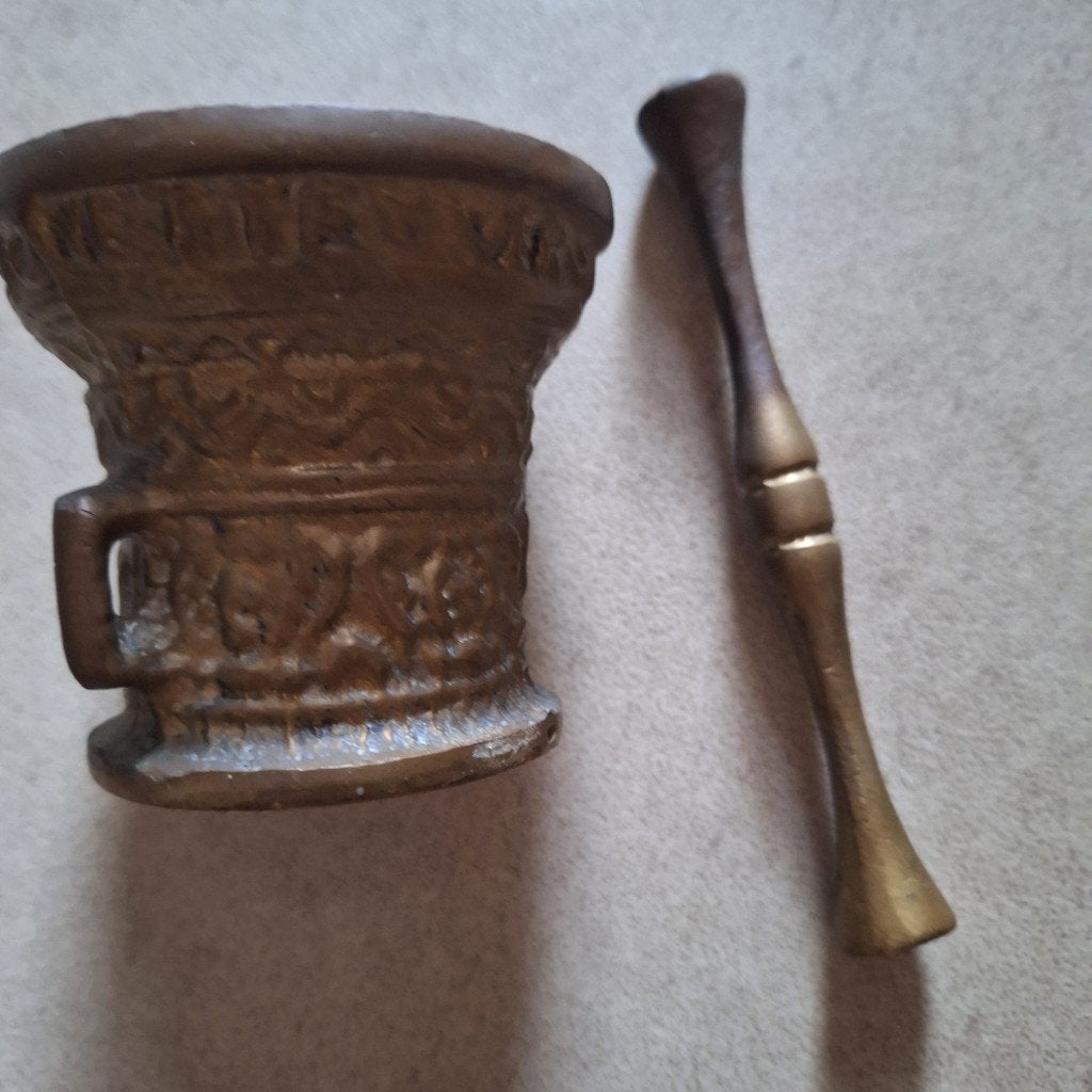 Antieke Bronzen Vijzel met Stamper, Ophalen of Verzenden, Brons