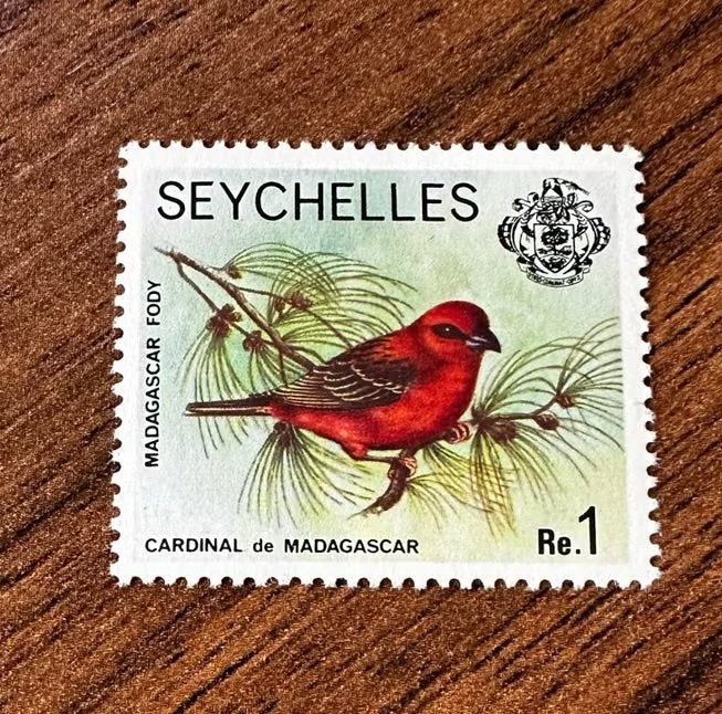 Seychellen 1977 vogels postfris - Kardinaal van Madagaskar, Ophalen of Verzenden, Postfris