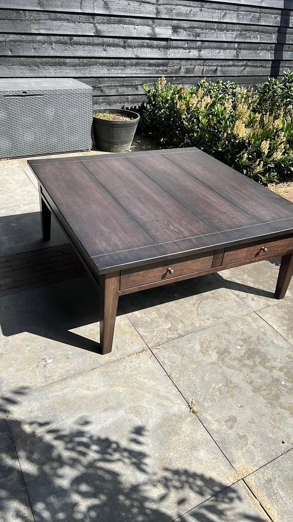 Mooie vierkante salontafel met lades, Ophalen, Gebruikt, Minder dan 50 cm, 100 tot 150 cm
