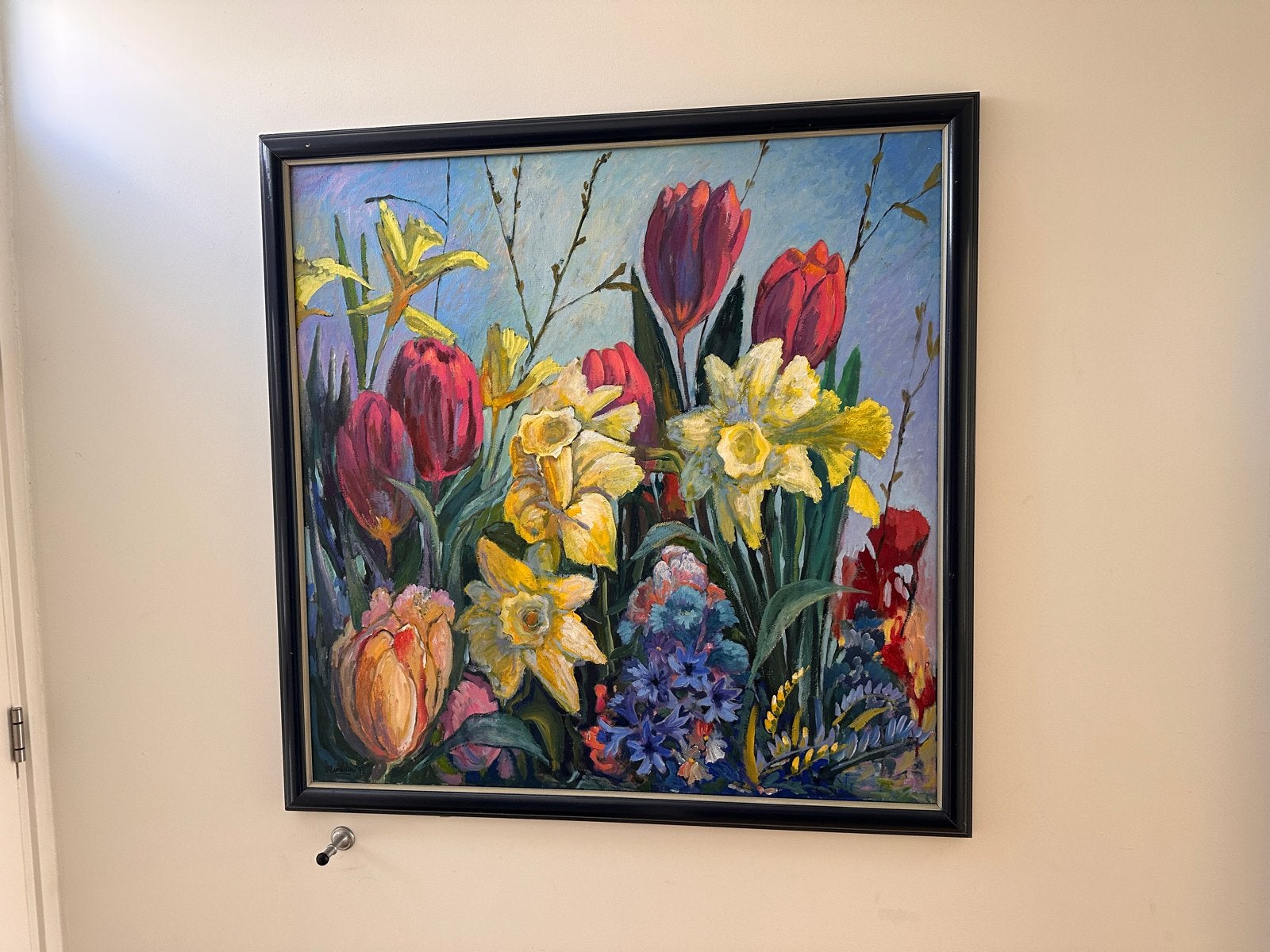 Kleurrijk bloemenschilderij - Olieverf op doek, Doek, Realistisch, Handgeschilderd, Olieverf