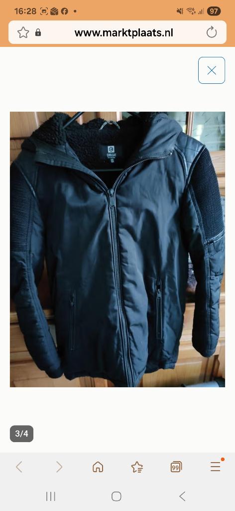 Mooie zwarte jongens winterjas, CoolCat, maat 158/164, Coolcat, Ophalen of Verzenden, Zo goed als nieuw, Jongen