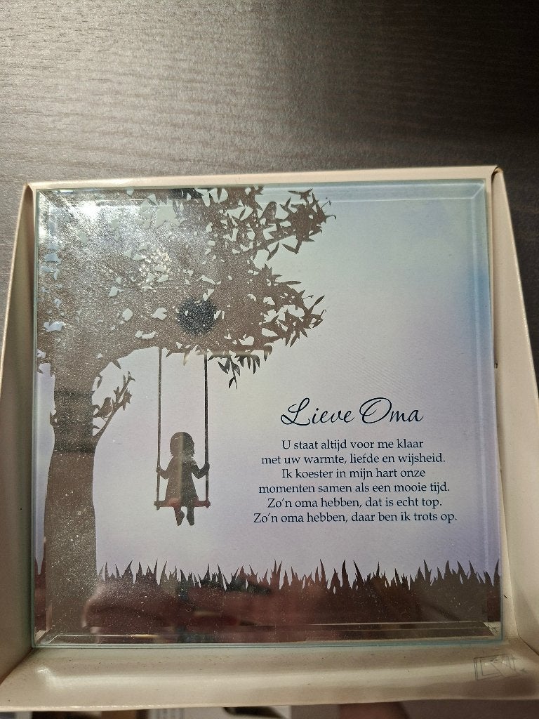 Silver silhouette spiegel 'lieve oma', Ophalen of Verzenden, Vierkant, Minder dan 50 cm, Minder dan 100 cm