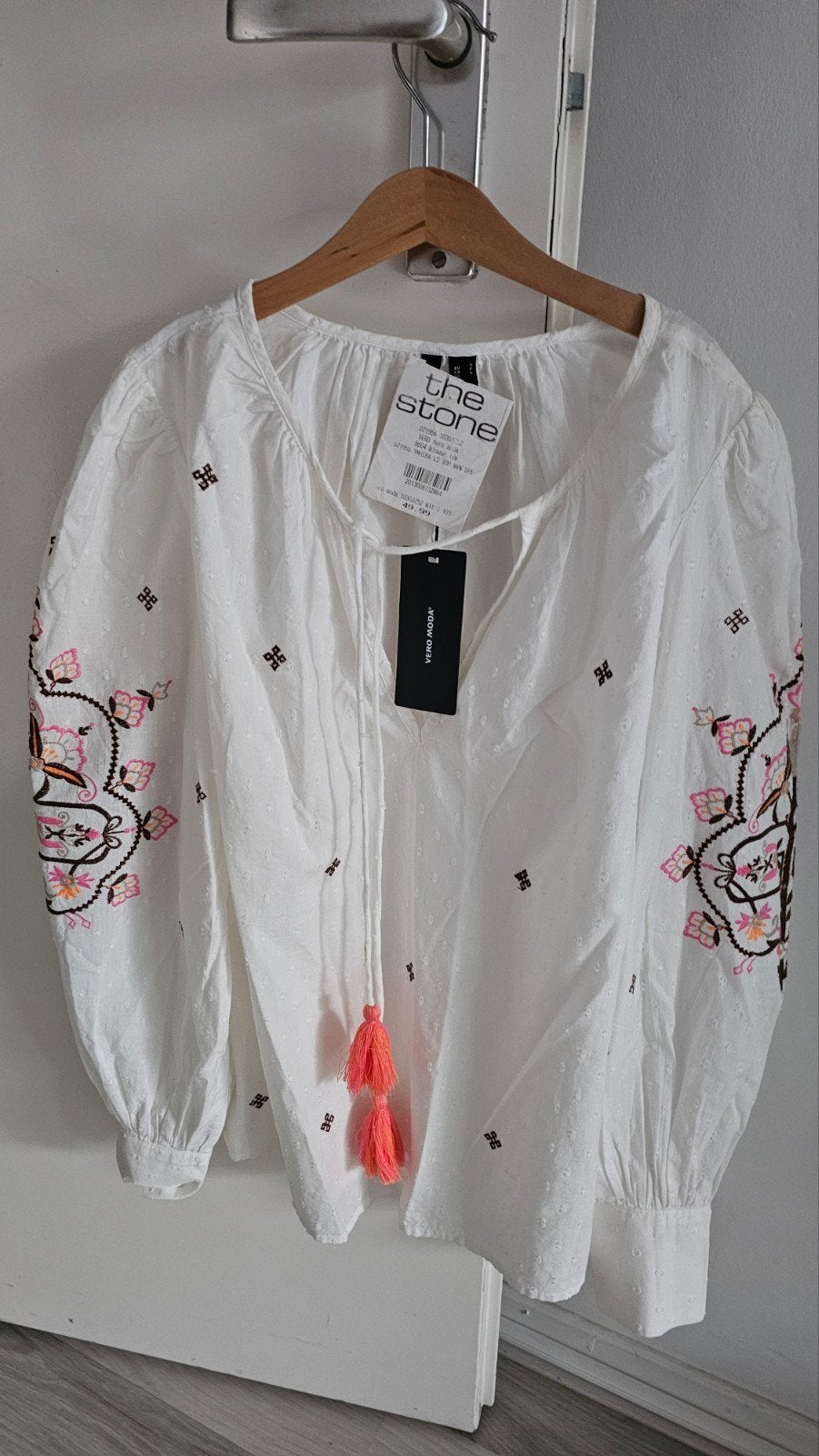 Witte blouse met borduursels en kwastjes - The Stone, Maat 38/40 (M), Wit, The Stone, Nieuw