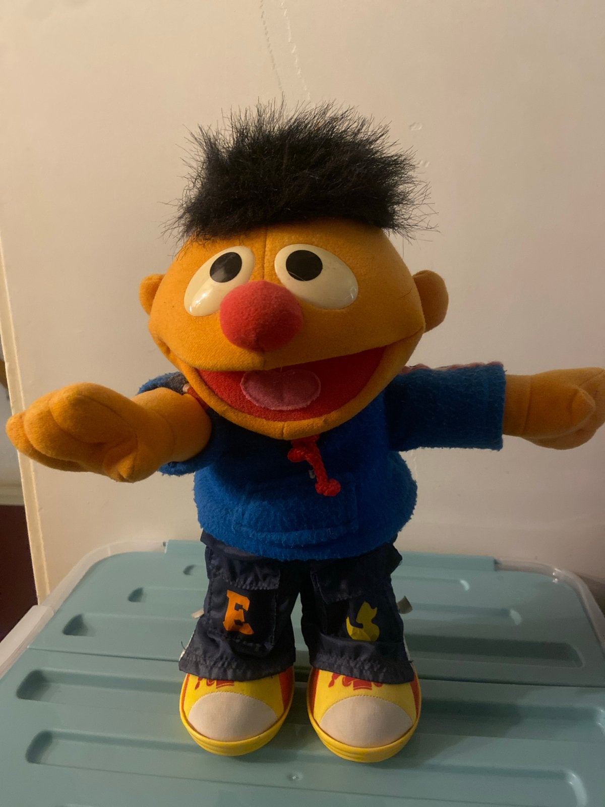 Ernie Sesamstraat pop - beweegbare standen, Oranje, Gebruikt, Overige merken, Overige karakters