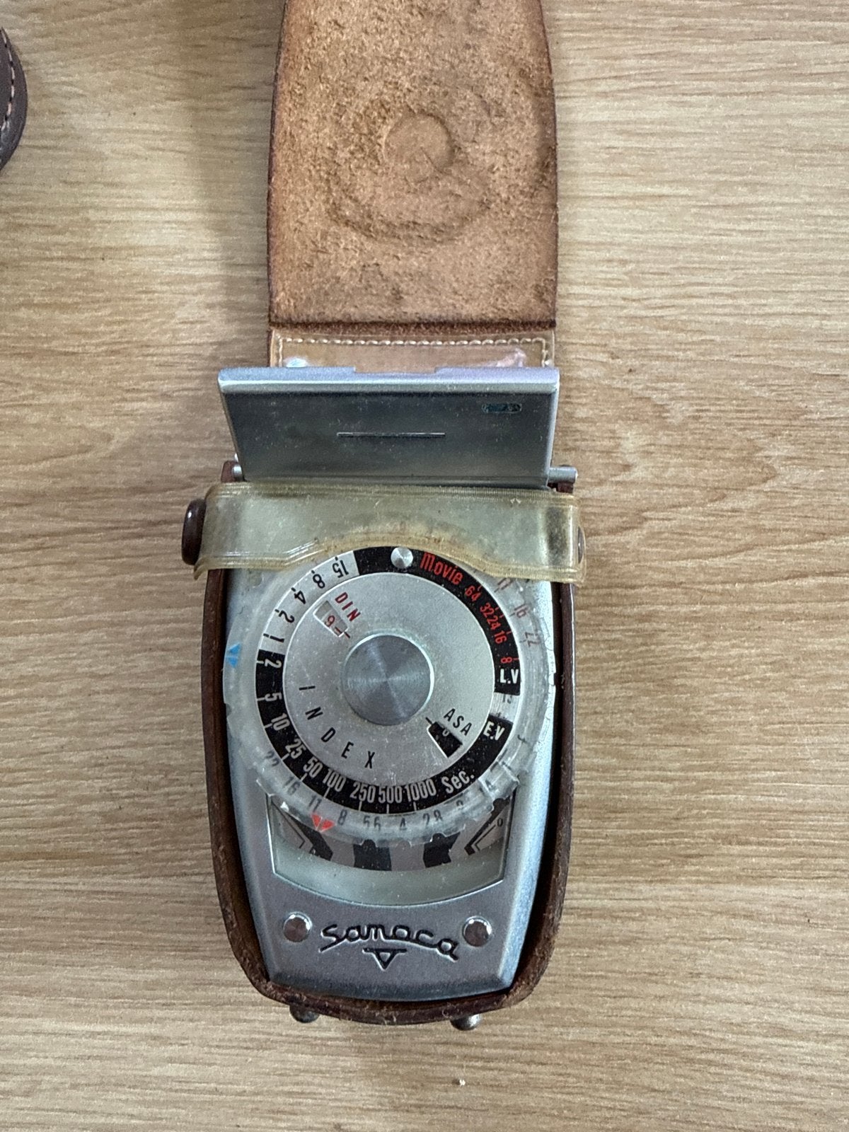 Vintage Samoca Lichtmeter / Belichtingsmeter met Leren Hoes, Ophalen of Verzenden, Gebruikt