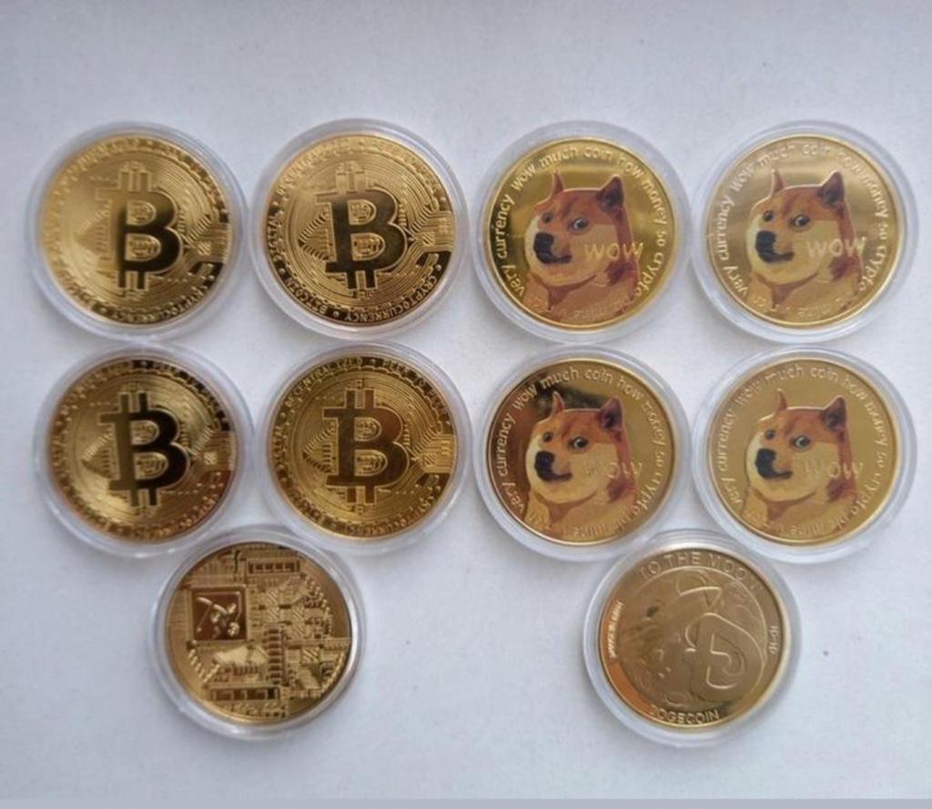 Metalen Bitcoin munt in doosje Bitcoins metaal munten, Ophalen of Verzenden