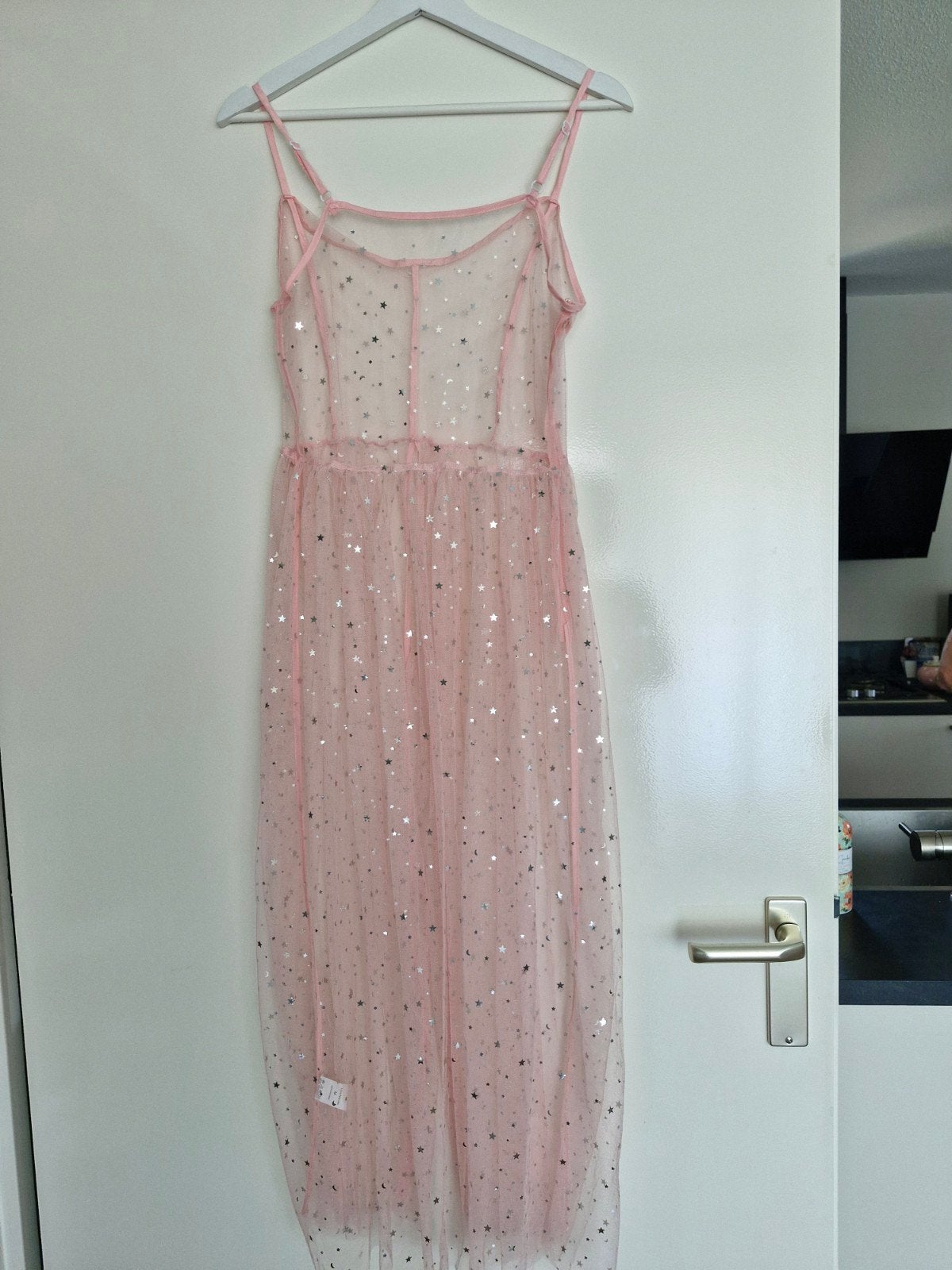 4 Roze tule jurken met sterren en maantjes, maat M, Onbekend, Ophalen of Verzenden, Zo goed als nieuw, Maat 38/40 (M)