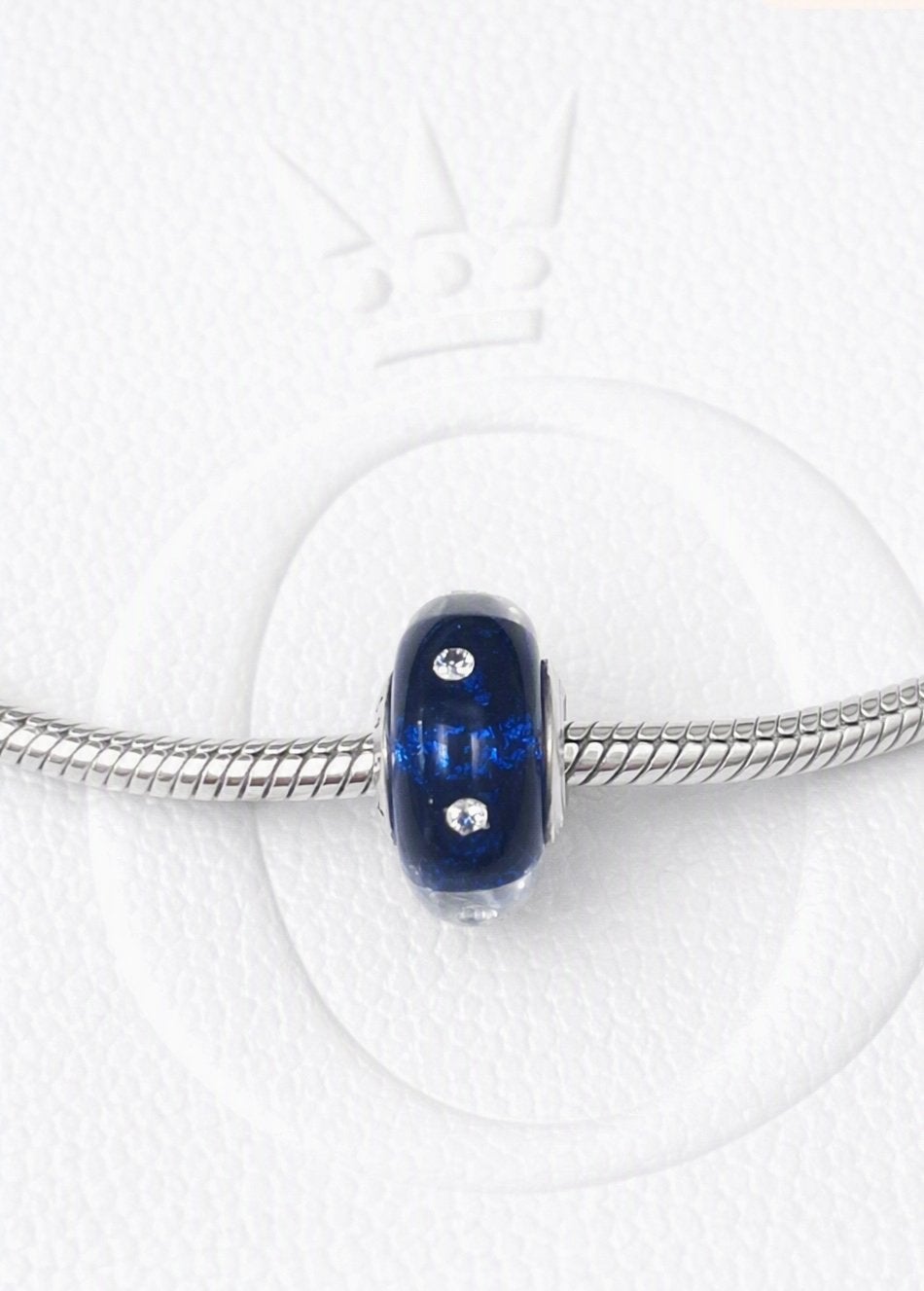 Pandora Murano glas bedel blauw Diamond Look effect zgan, Sieraden, Tassen en Uiterlijk, Bedels, Ophalen, Zo goed als nieuw, Zilver
