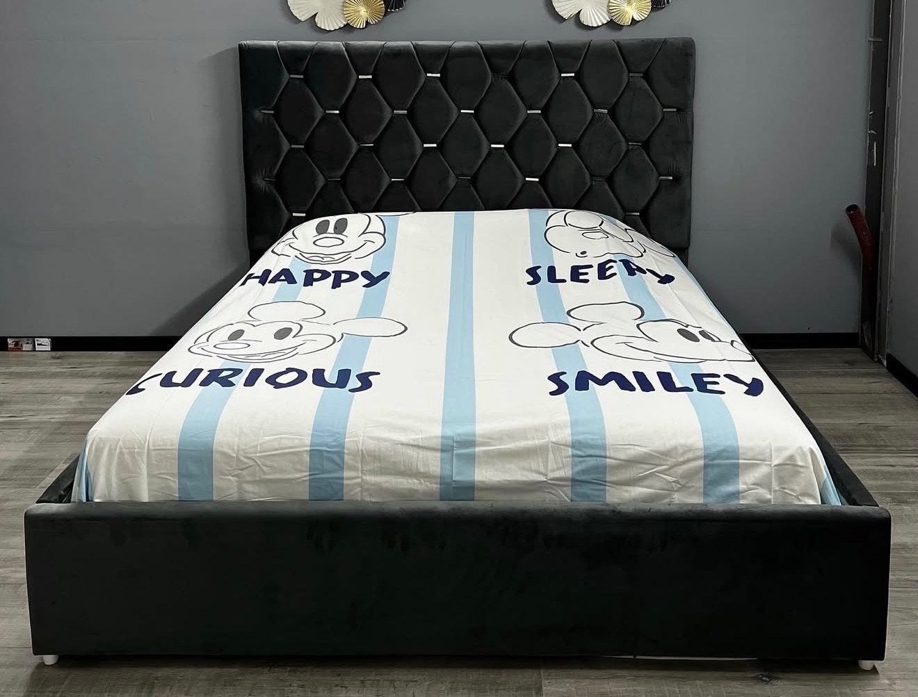 Tweepersoonsbed 160x200 cm met gestoffeerd hoofdbord, Huis en Inrichting, Slaapkamer | Bedden, Ophalen, Gebruikt, Tweepersoons