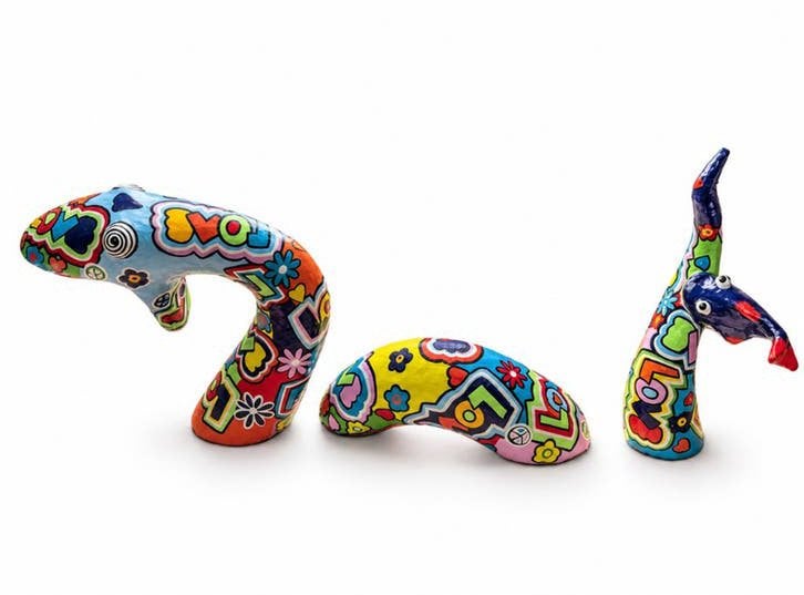 kunstobject is de Swimming Snake Multicolor van NILOC PAGEN, Antiek en Kunst, Ophalen of Verzenden, Beeld, Meerkleurig, Overige materialen