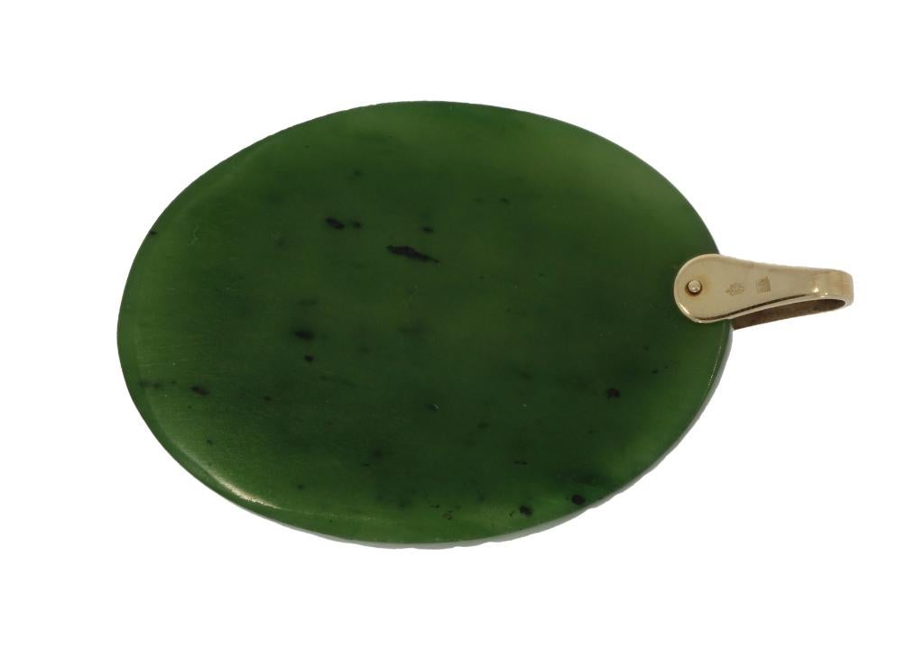 Jade nefriet 14k gouden grote vintage ketting hanger, Sieraden, Tassen en Uiterlijk, Antieke sieraden, Verzenden, Goud, Hanger