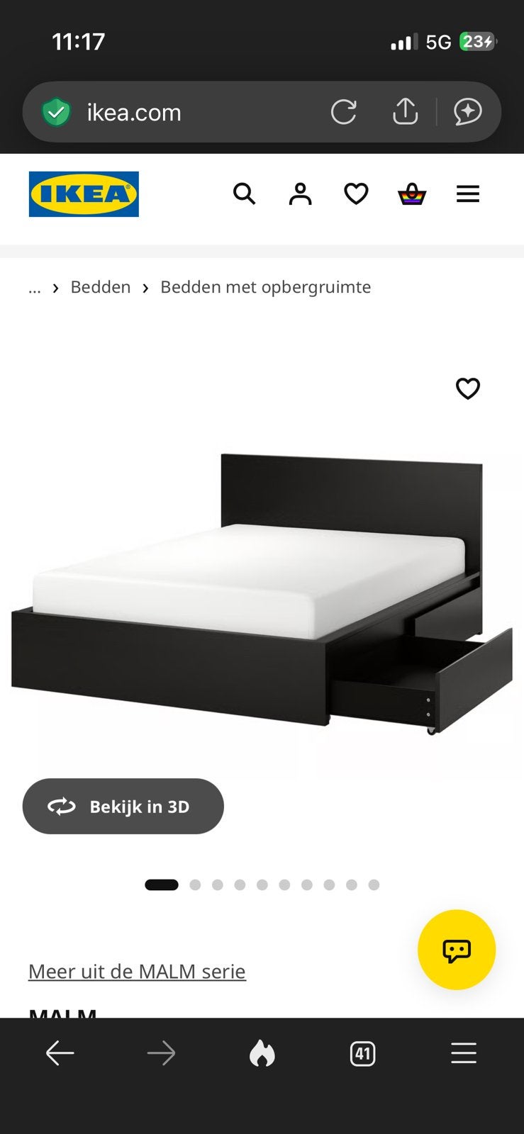 Ikea Malm twee persoons bed zwart, Ophalen, Zwart, Tweepersoons, 140 cm