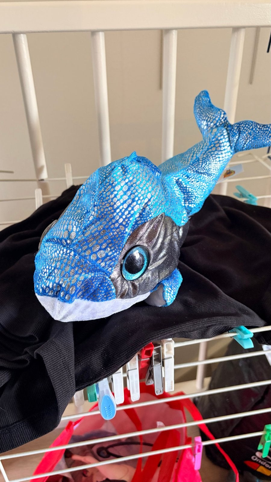 Leuke blauwe walvis knuffel met glimmende schubben, Gebruikt, Overige merken, Overige karakters, Overige typen