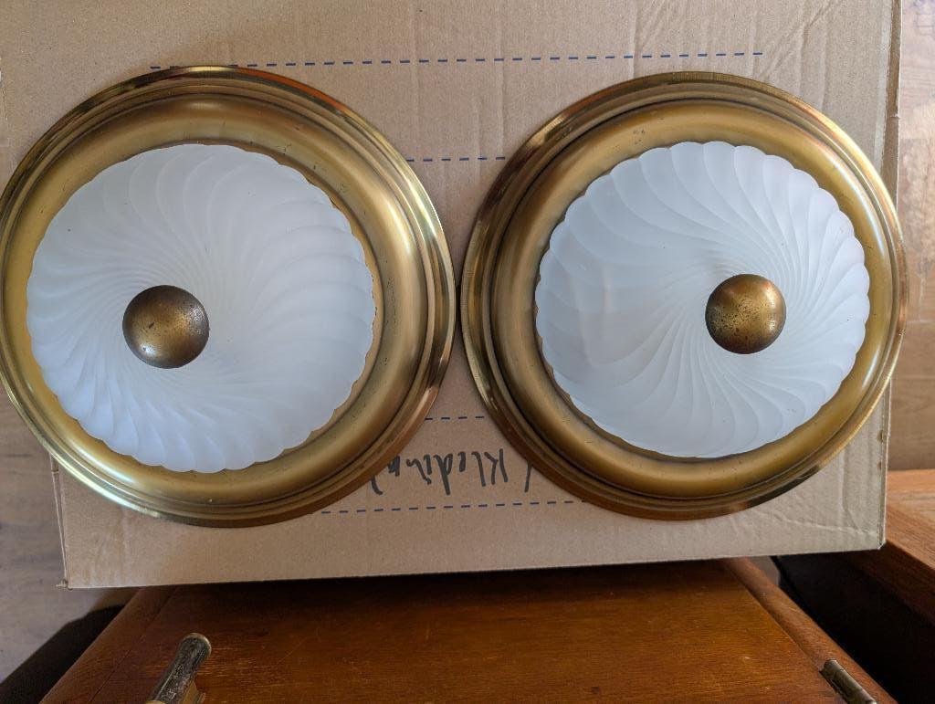 2 mooie plafonnieres metaal en glas, Ophalen of Verzenden, Zo goed als nieuw, Glas