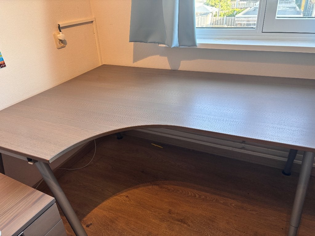Bureau + ladeblok + bureaustoel, 160 cm, 120 cm, Hoekbureau, Bruin