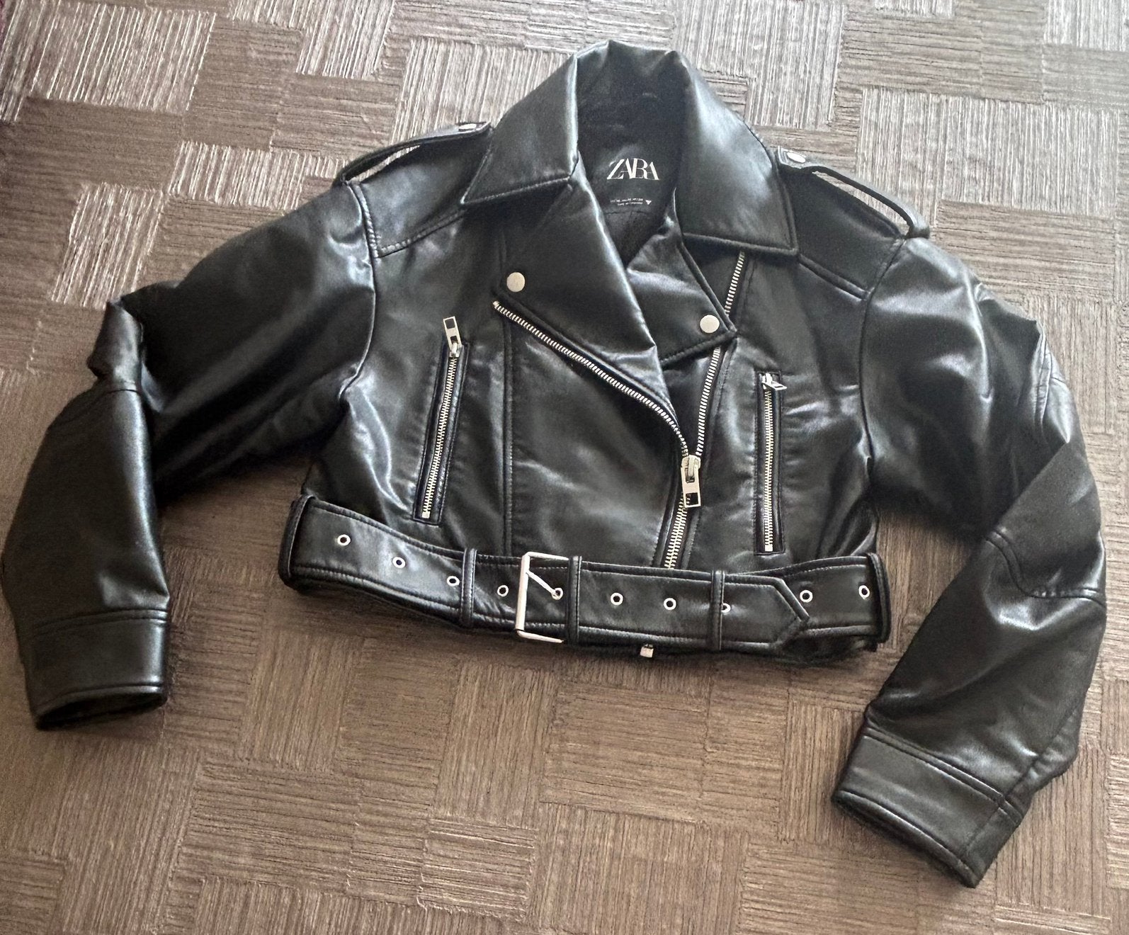 Zara lederlook jack maat xs, Bp, Zwart, Ophalen of Verzenden, Zo goed als nieuw
