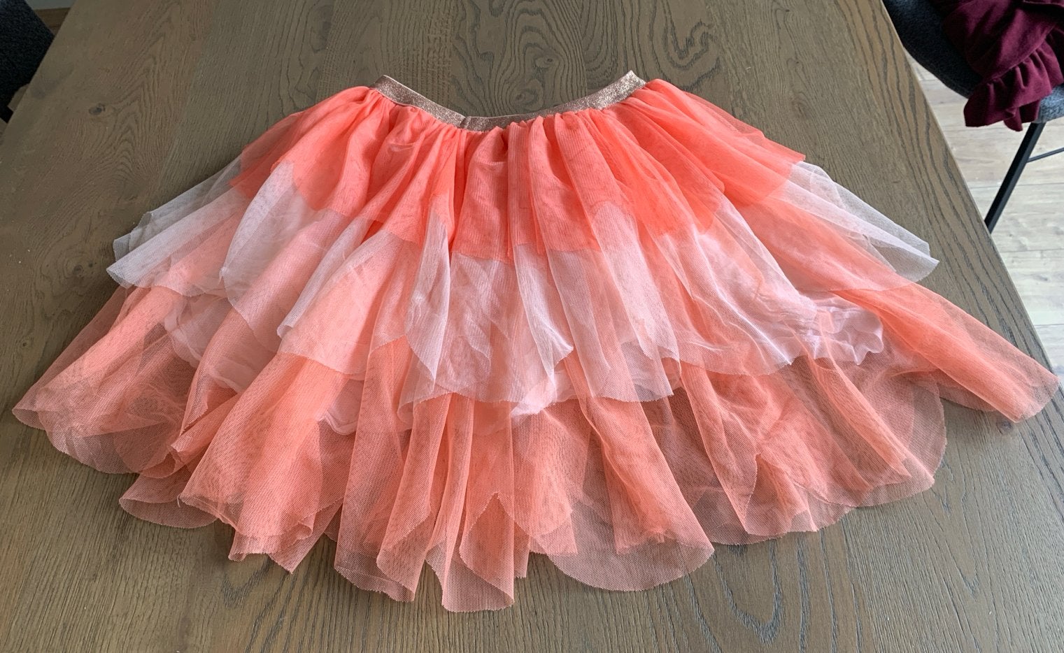Schattige roze/oranje tutu rok meisjes, Fish& Chips, mt 158, Ophalen of Verzenden, Gebruikt, Meisje, Jurk of Rok