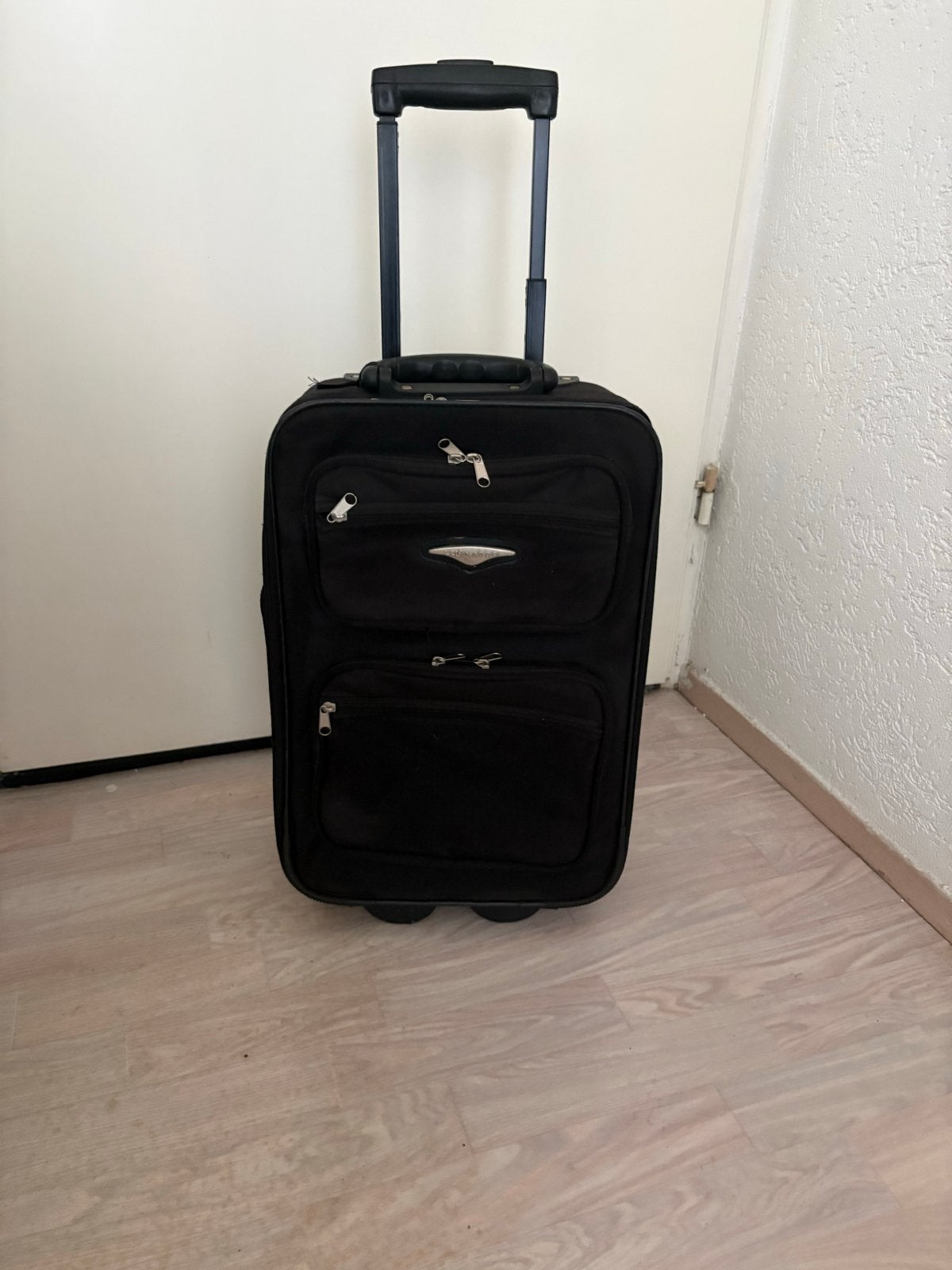 Leonardo Zwarte Handbagage Trolley - Compacte Reiskoffer, Gebruikt, 20 tot 30 cm, Zwart, Ophalen of Verzenden