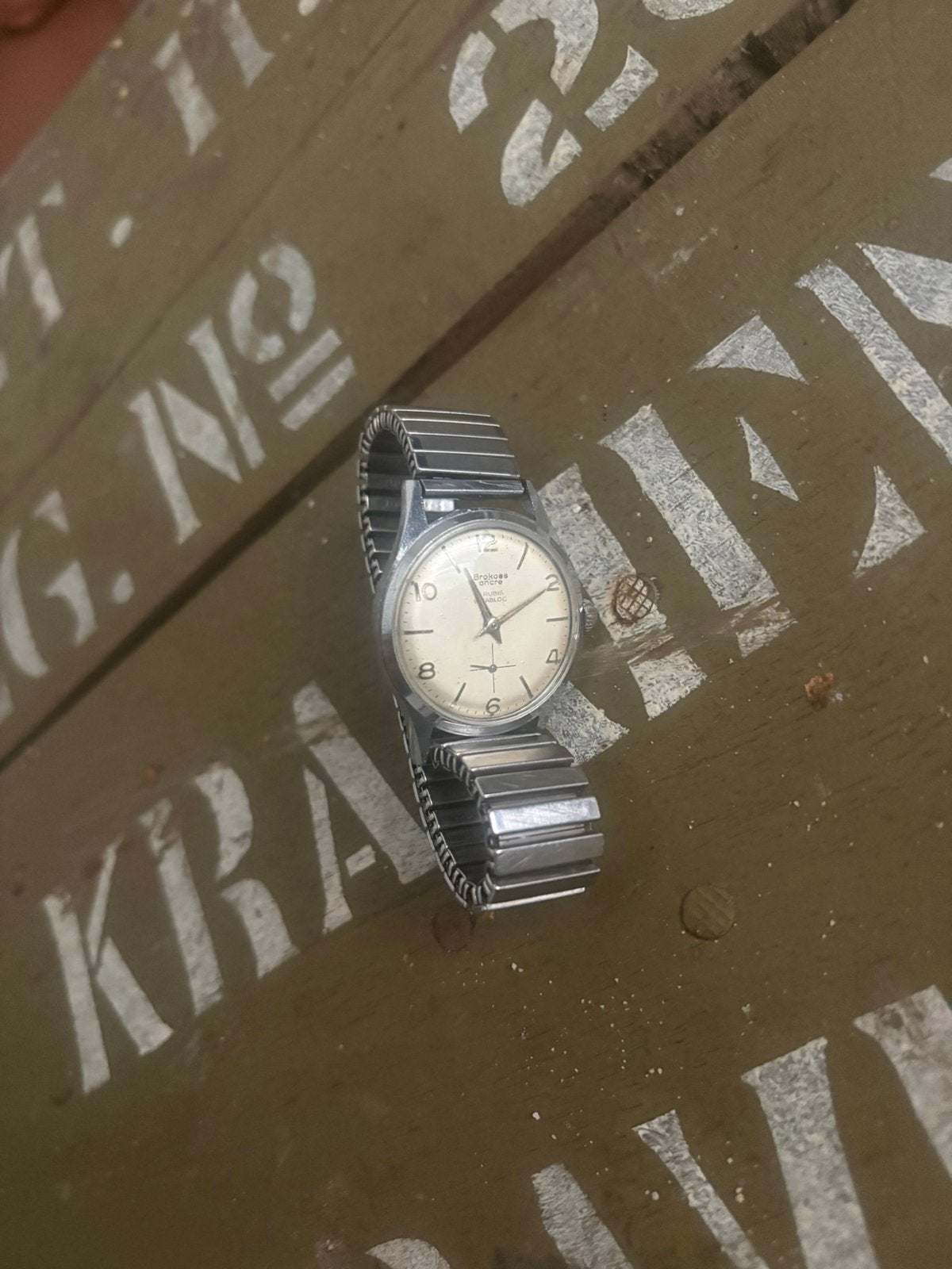 Vintage Ancre horloge Brokoss, Sieraden, Tassen en Uiterlijk, Horloges | Antiek, Ophalen of Verzenden, Staal, Overige merken, 1960 of later