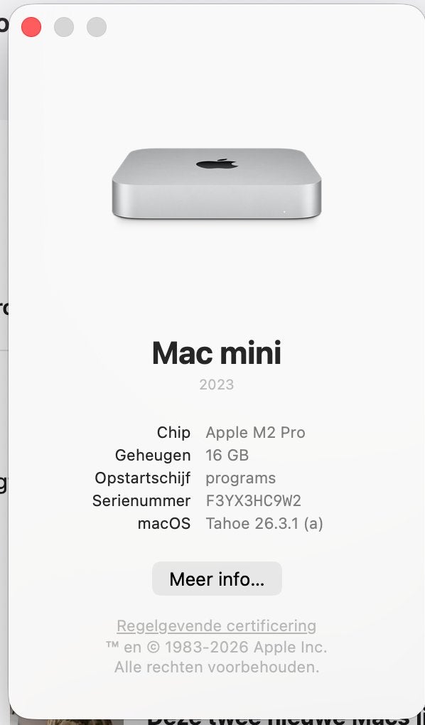Mac M2 pro. 500 gb schijf, Ophalen, Intern, 500 gb schijf, Zo goed als nieuw