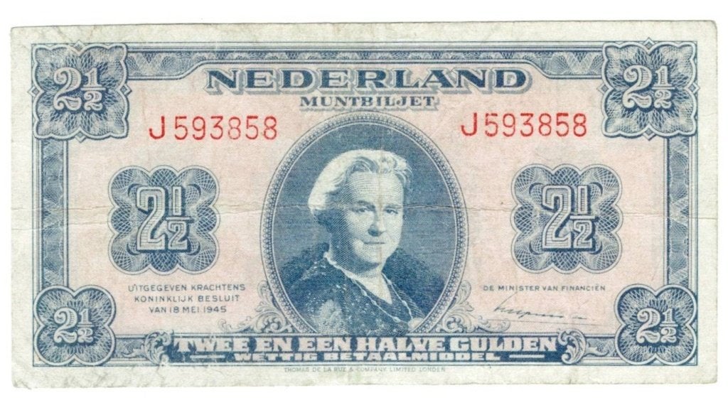Nederlands Muntbiljet 2½ Gulden 1945, Verzenden, 2½ gulden, Los biljet