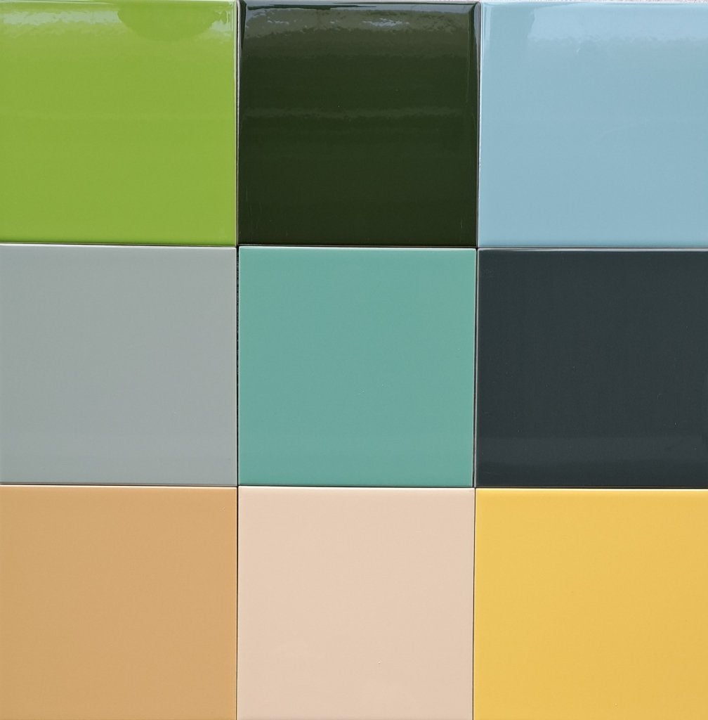 wand tegels 15x15 cm, 9 x groen-geel, tegelen of mozaïeken, Groen, Nieuw, Ophalen of Verzenden, Steen of Keramiek