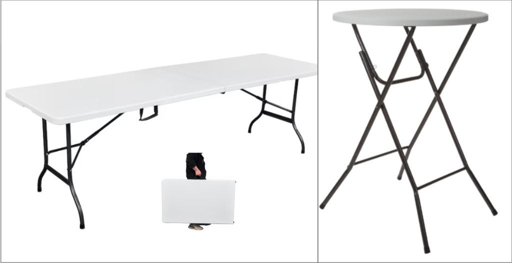 Grote Klaptafel inklapbaar  240 x 75 cm, wit  8 x te huur, Ophalen of Verzenden, Zo goed als nieuw, Campingtafel