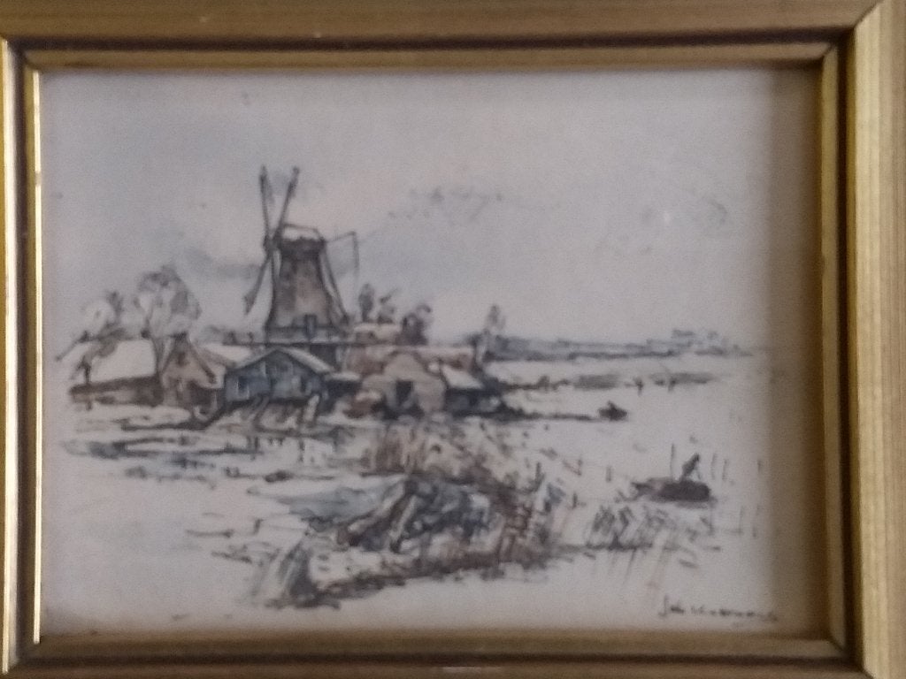 Oud schilderwerkje Jan Korthals., Ophalen, Landschap