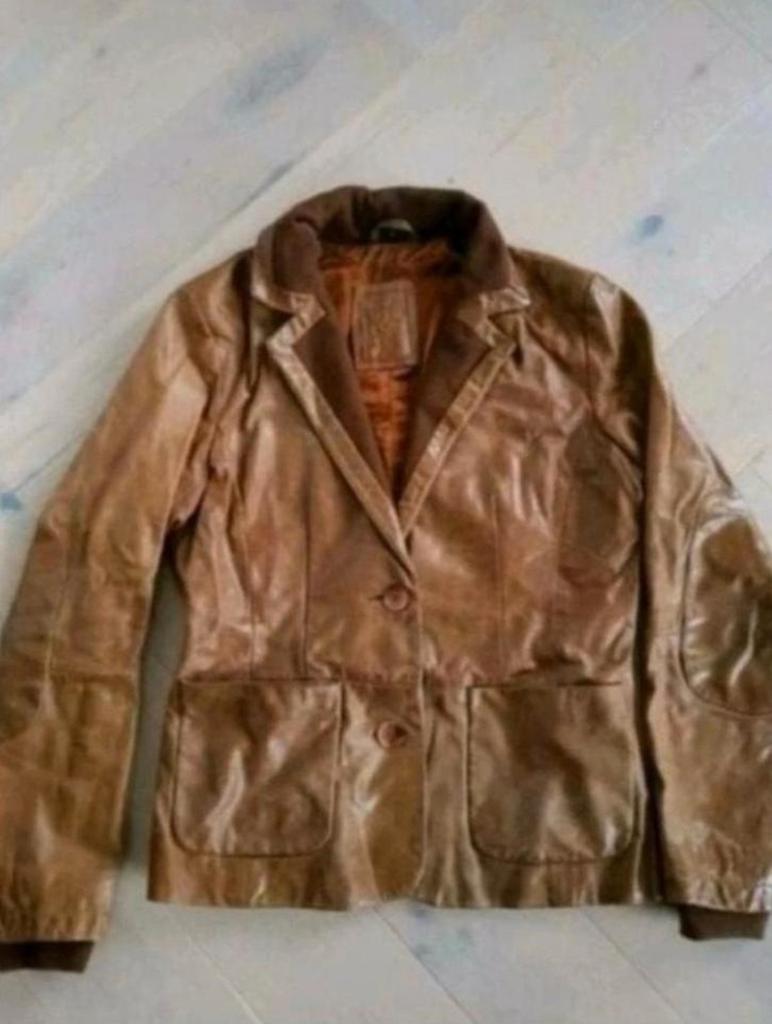 Echt leren / lederen colbert look jasje, maat L, Bruin, Maat 42/44 (L), Ophalen of Verzenden, Zo goed als nieuw