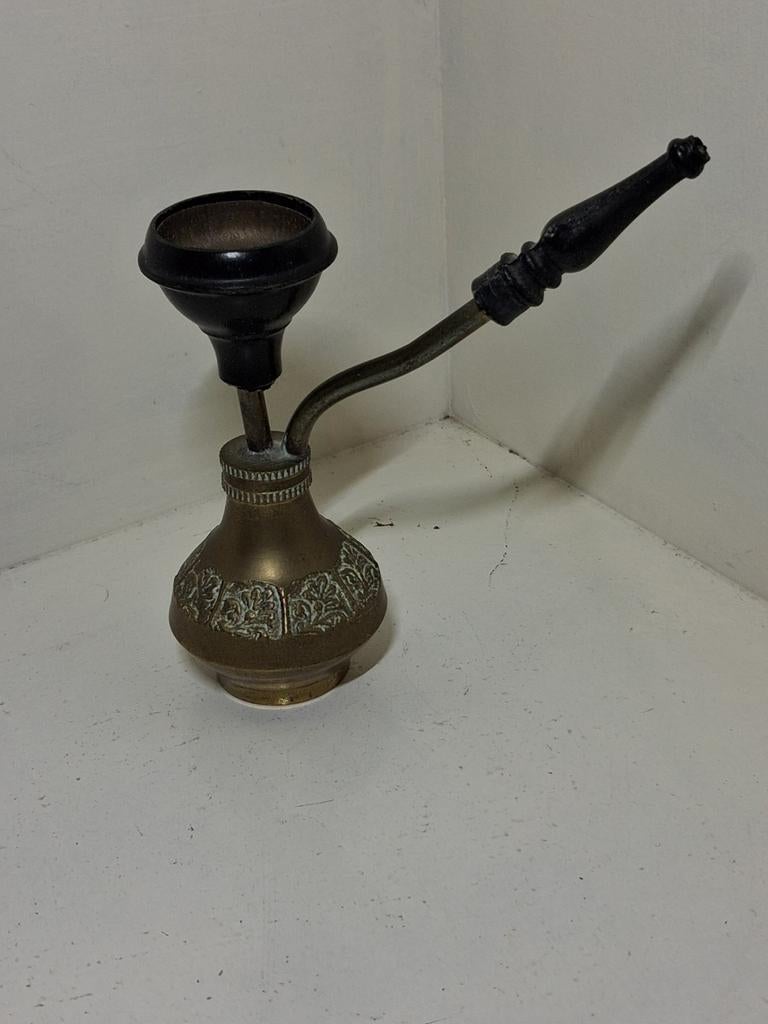 Vintage Messing Mini-Waterpijp – India – 11 cm – Bakeliet, Ophalen of Verzenden, Koper