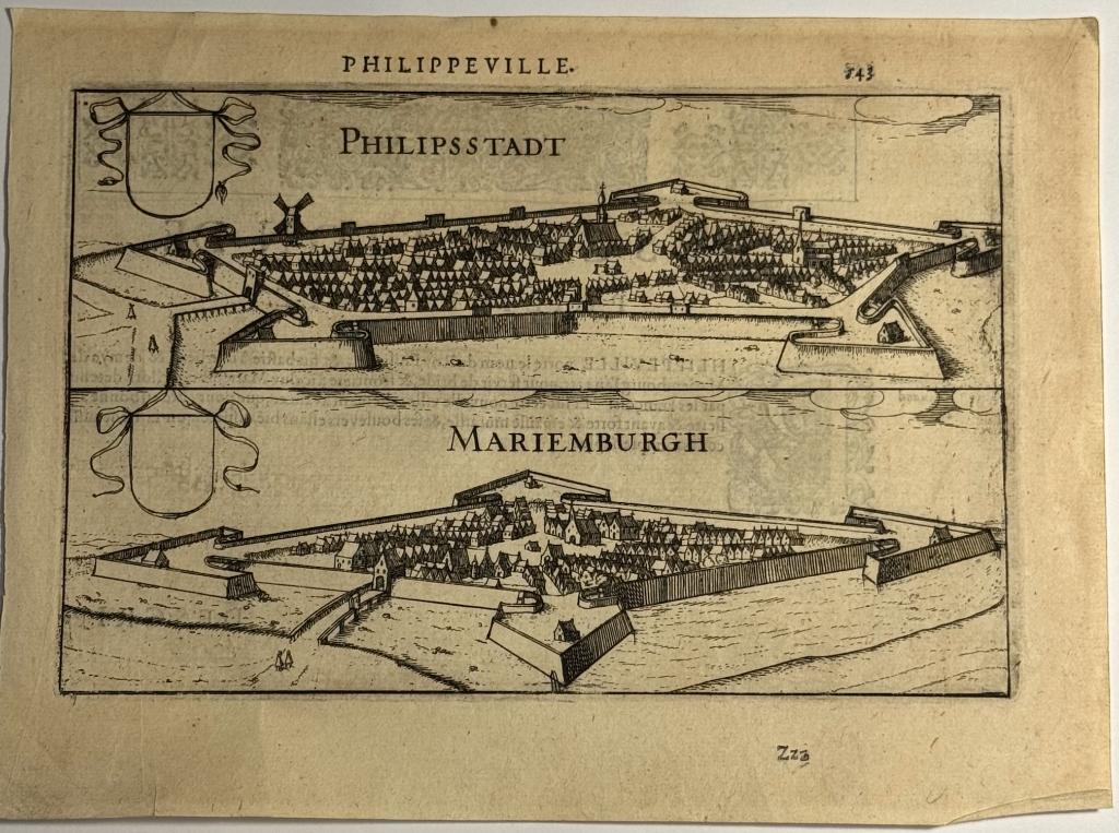 Kaart Philippeville Mariembourg Guicciardini 17e eeuw, Antiek en Kunst, Kunst | Etsen en Gravures, Gravure, Cartografie, 1600 - 1699