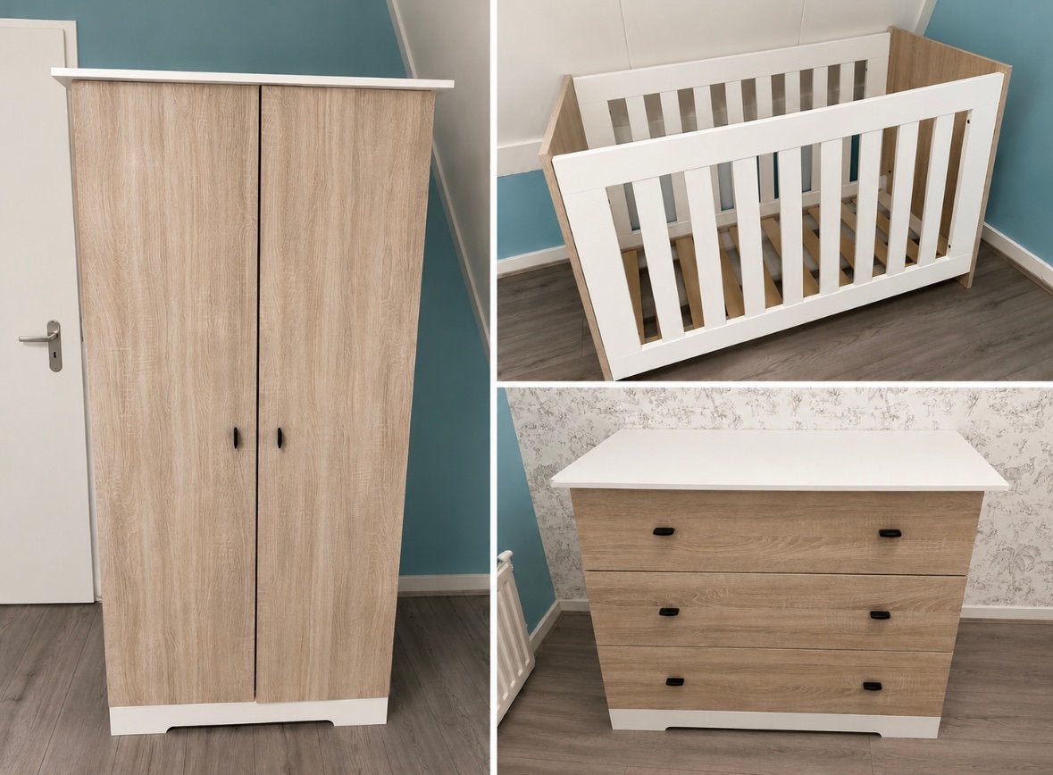 Babykamer ledikant kast en commode z.g.a.n van interbaby, Ophalen, 50 tot 70 cm, 105 cm of meer, 100 cm of meer