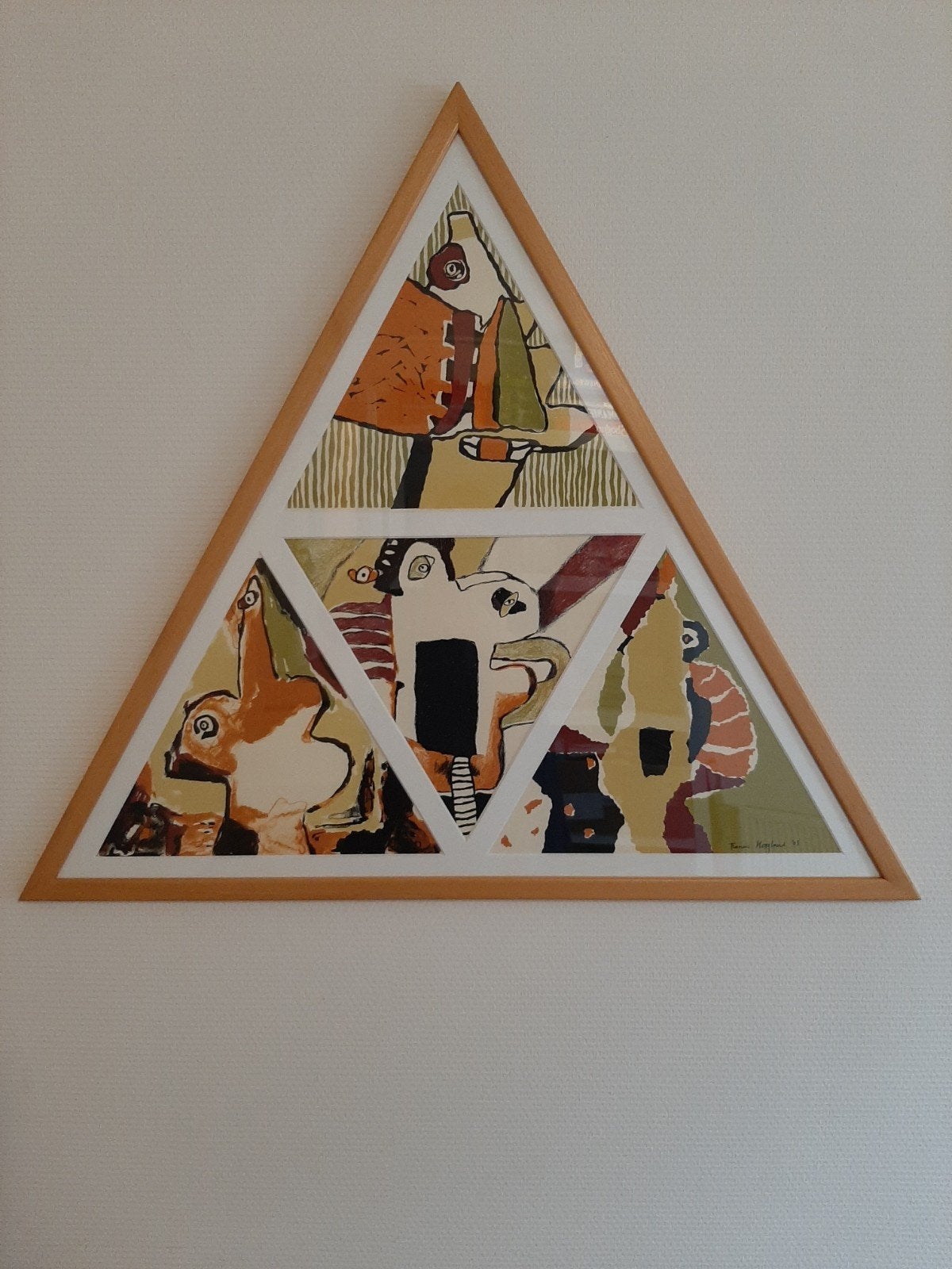 4 abstracte zeefdrukken in driehoeksvorm, Antiek en Kunst, Ophalen