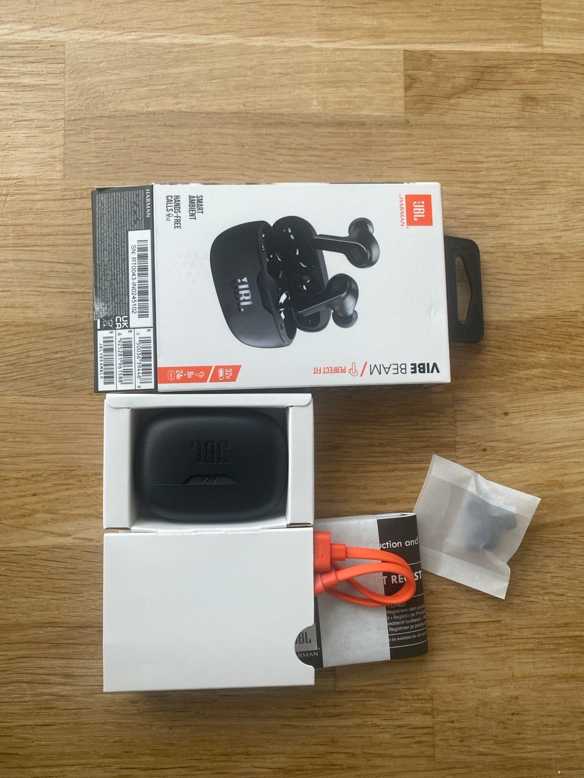 NIEUW JBL Vibe Beam In-ear Draadloze Oordopjes Zwart, In-ear, JBL, Bluetooth, Nieuw