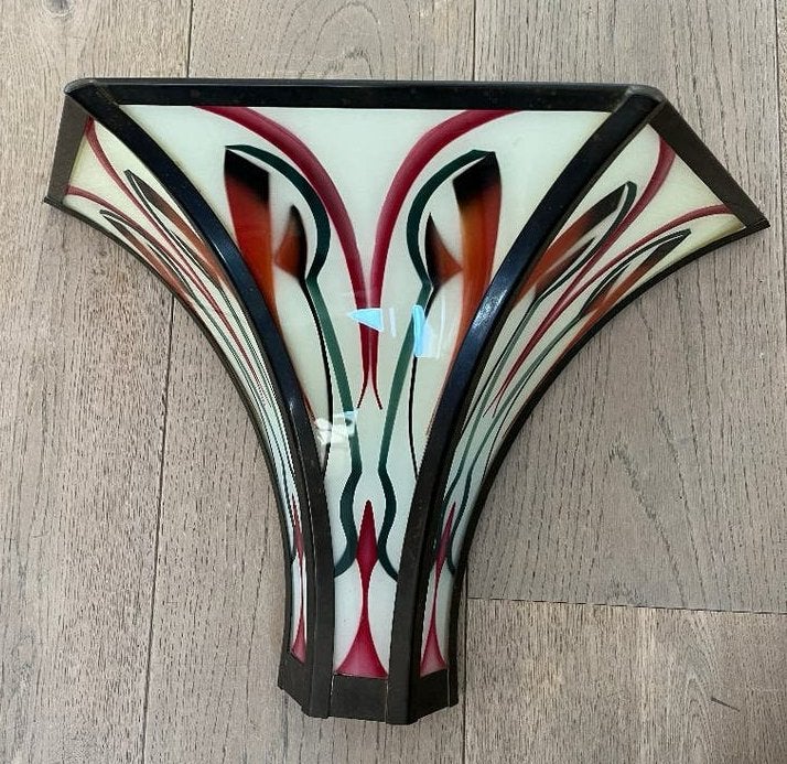 art deco lamp wandlamp mid century amsterdamse school, Ophalen, Gebruikt, Glas