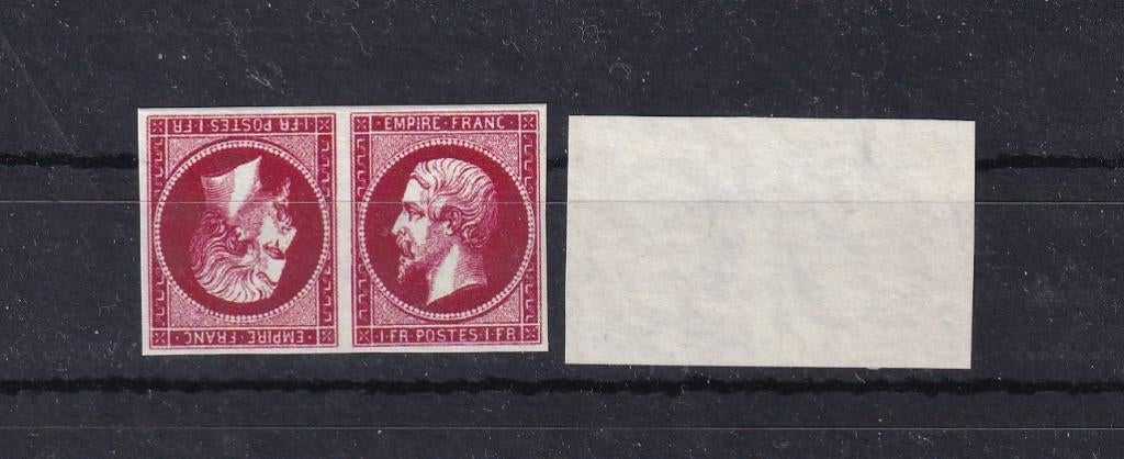 D146) 1853 Frankrijk Mi 17 tete beche €200.000 MNH geen gar, Verzenden, Postfris