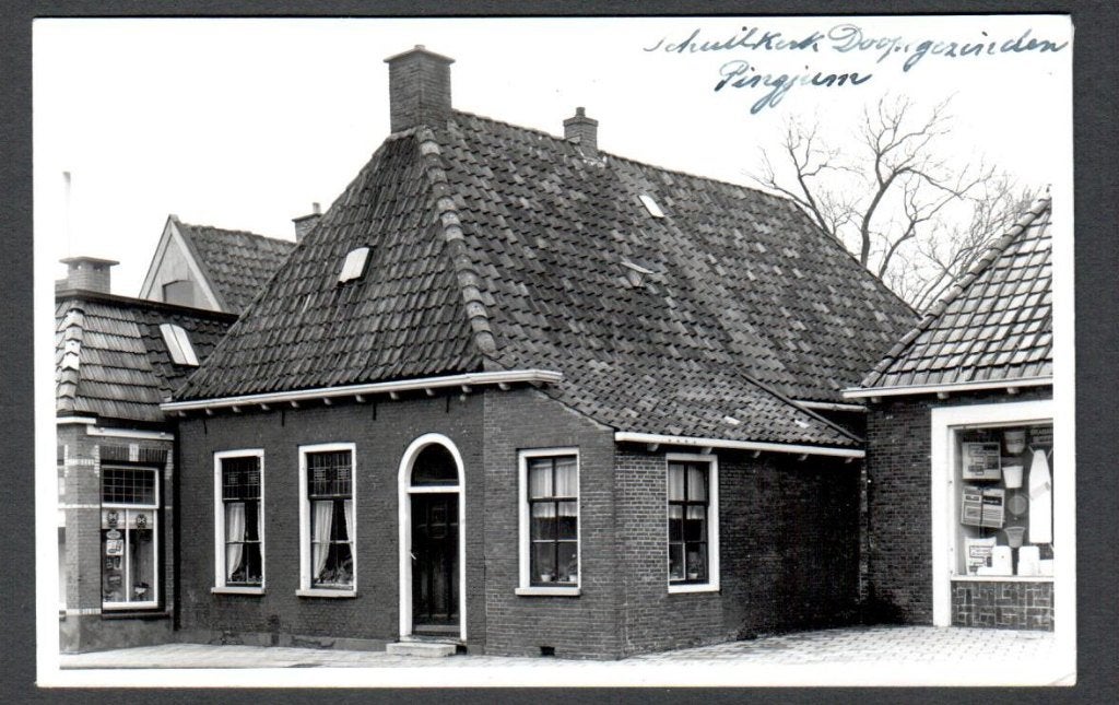 Oude Ansicht - Pingjum - Doopsgezinde Schuilkerk - Frl., Ophalen of Verzenden, 1940 tot 1960, Ongelopen, Friesland